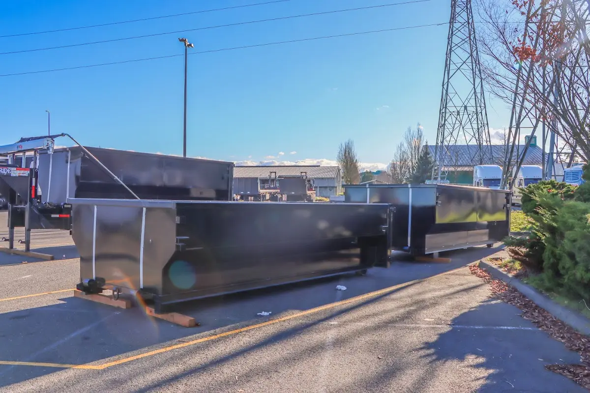 Roll-off dumpster ready for waste disposal at job site for Demolition Dumpster Rental in Arcadia